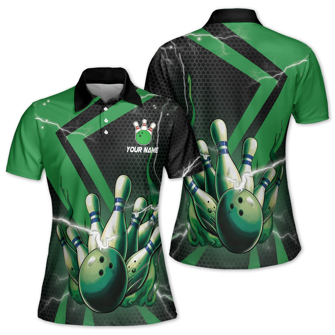 Custom Women's Bowling Polo Shirts Green, Custom Bowling Shirts For Wo ...